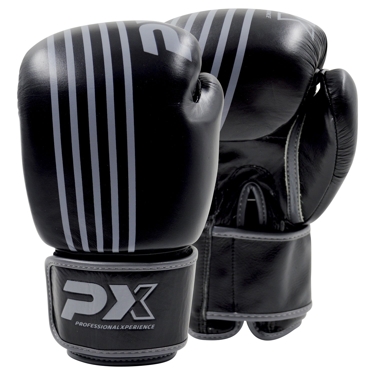 PX Boxhandschuhe  schwarz-grau  Leder 14oz