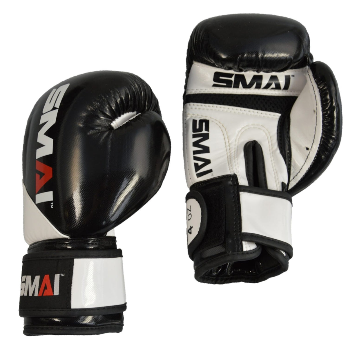 SMAI Kids PU Boxhandschuhe, schwarz-weiß, 2oz