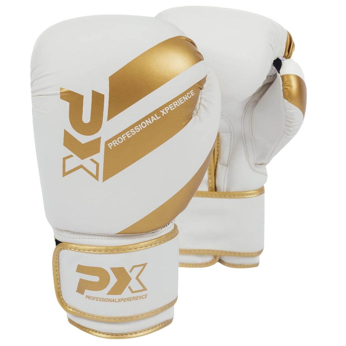 PX Boxhandschuhe, Kunstleder, weiß-gold, 14oz