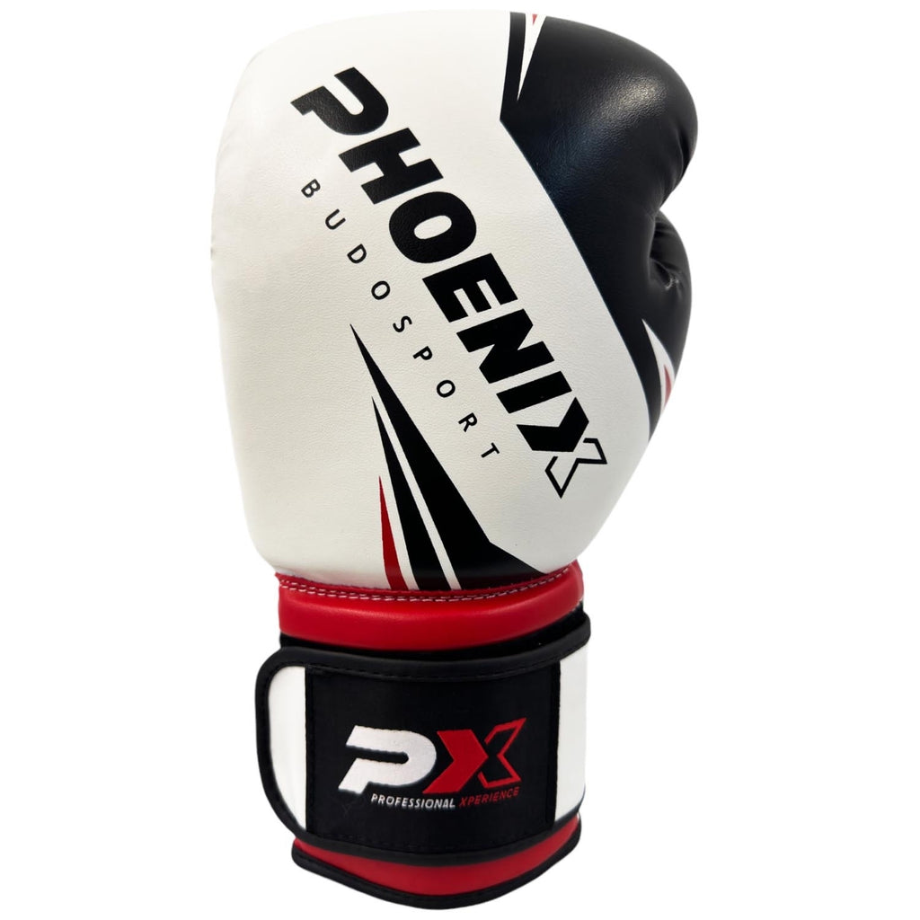 PX Boxhandschuhe, Kunstleder, weiß-schwarz-rot, 8oz