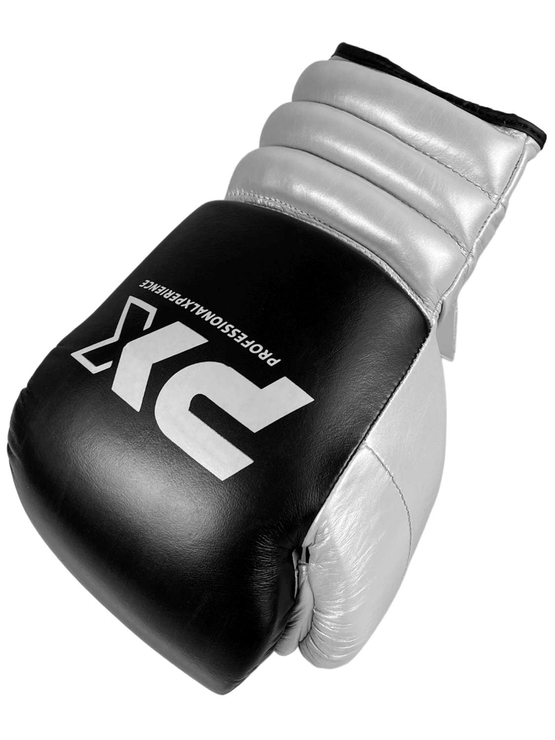 PX Wettkampf Boxhandschuhe Leder schwarz-silber 16oz
