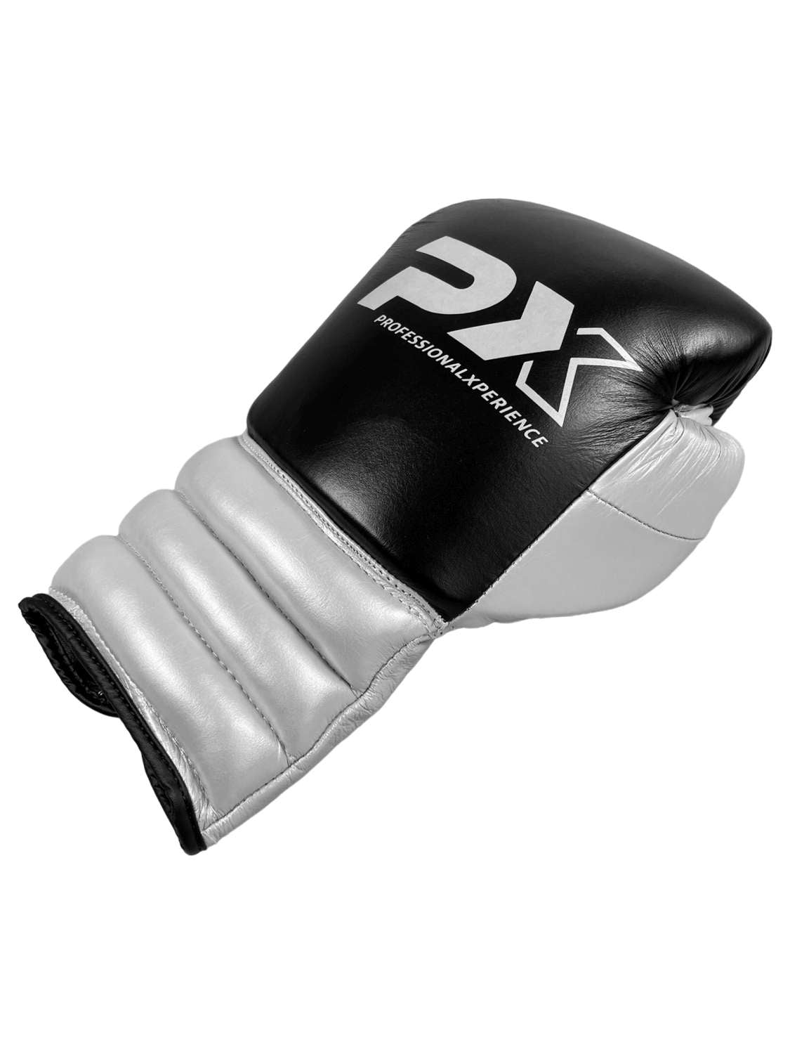 PX Wettkampf Boxhandschuhe Leder schwarz-silber 16oz