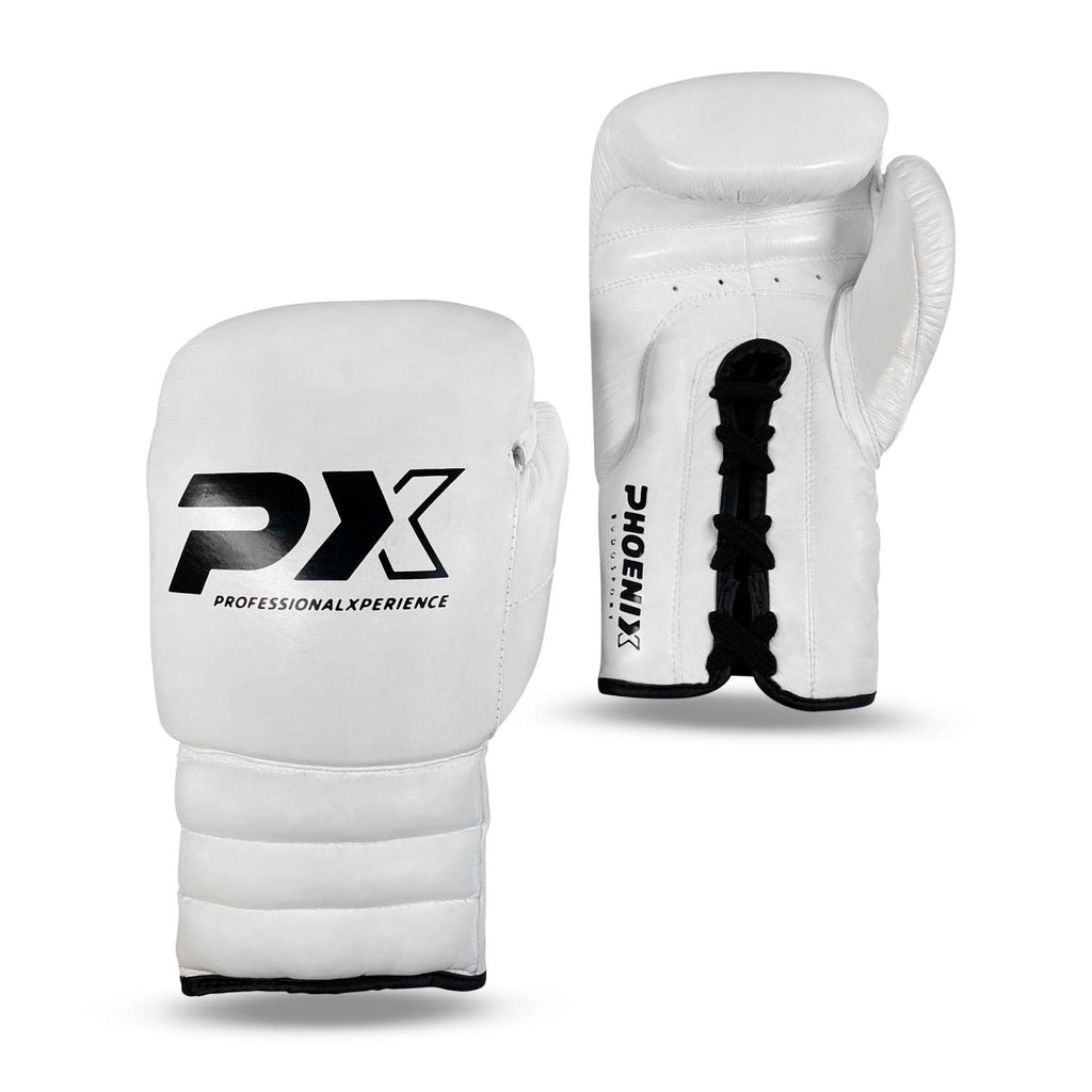 PX Wettkampf Boxhandschuhe Leder weiß 10oz