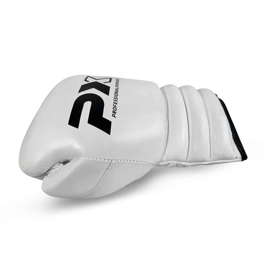 PX Wettkampf Boxhandschuhe Leder weiß 10oz