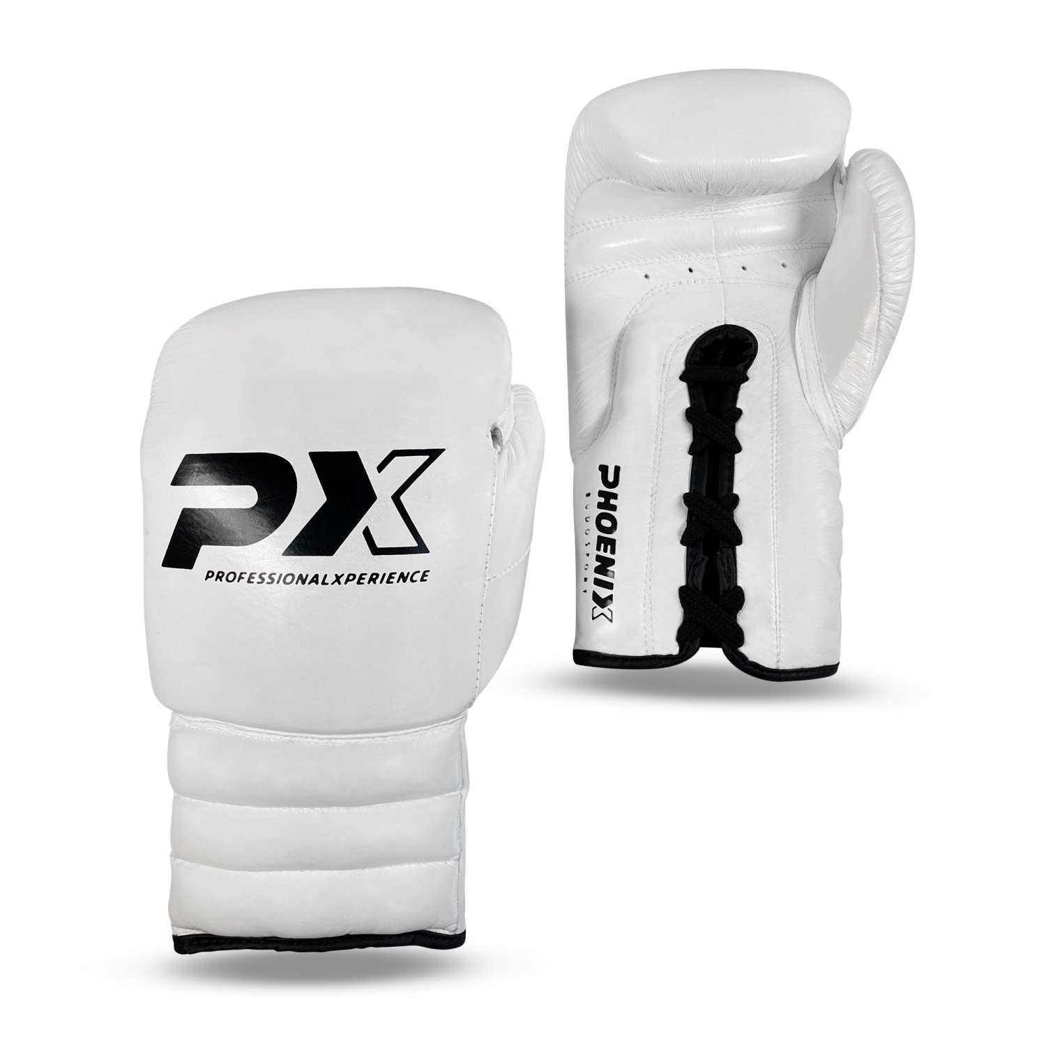 PX Wettkampf Boxhandschuhe Leder weiß 16oz