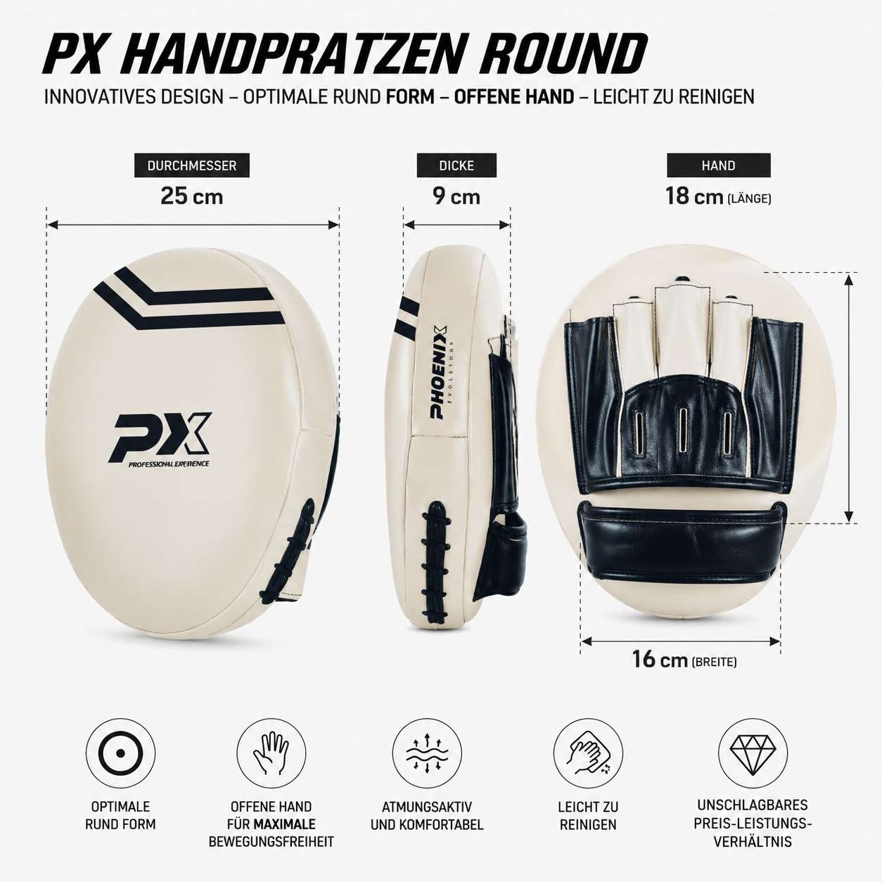 PX  Boxpratze, PU, Paar, stone