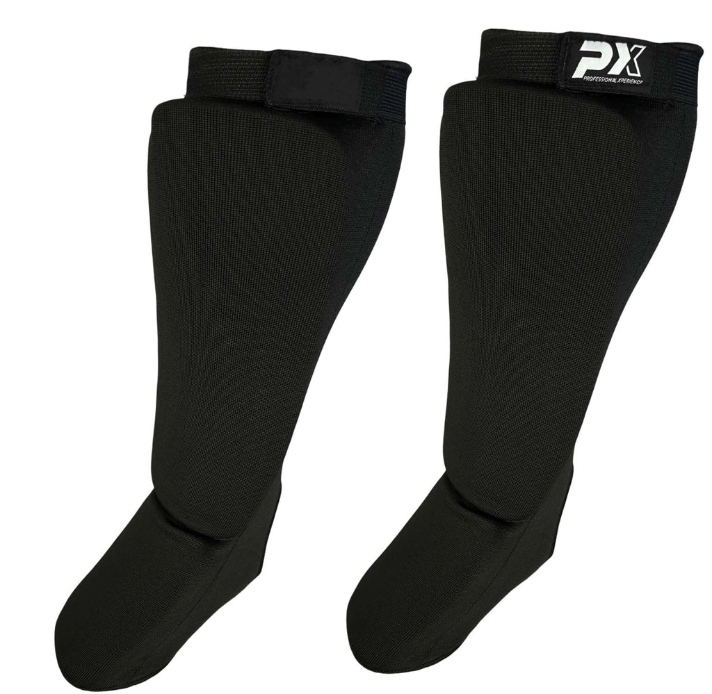 PX Schienbein-  Spannschoner mit Klett schwarz M