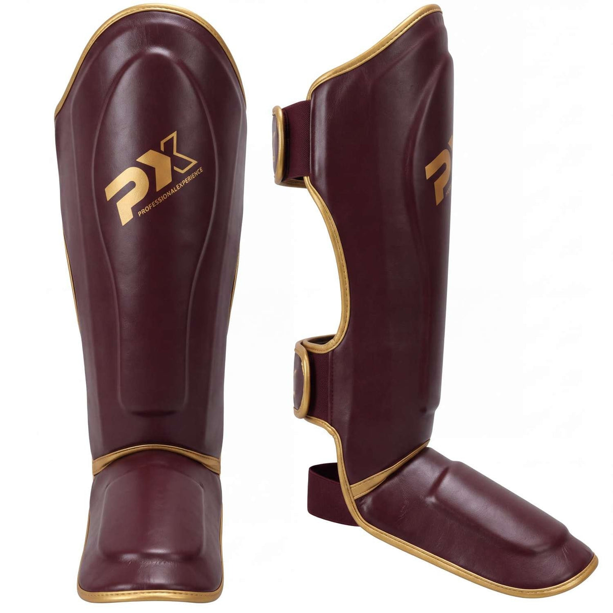 PX Schienbein-Spannschutz braun-gold PU S
