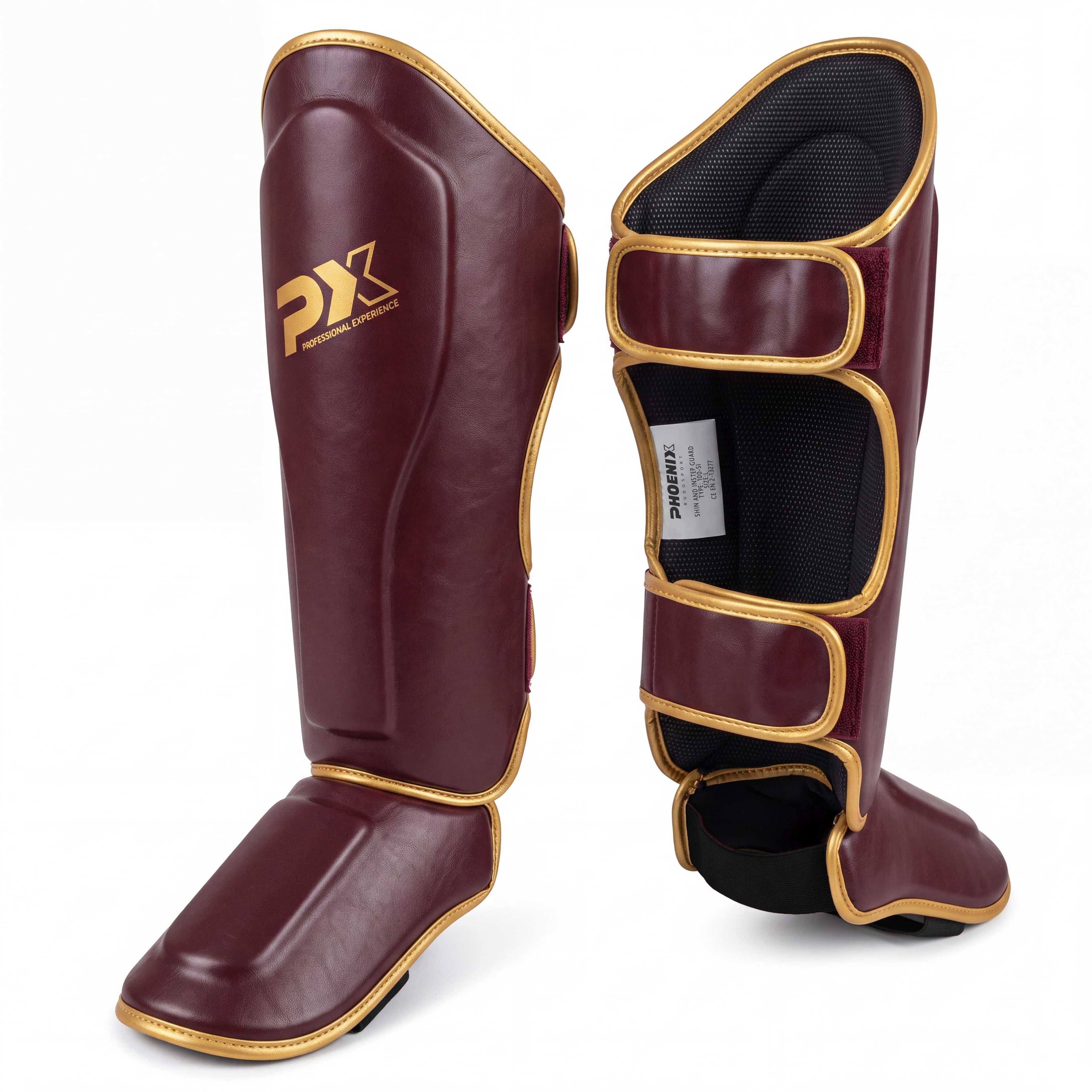 PX Schienbein-Spannschutz braun-gold PU XXL