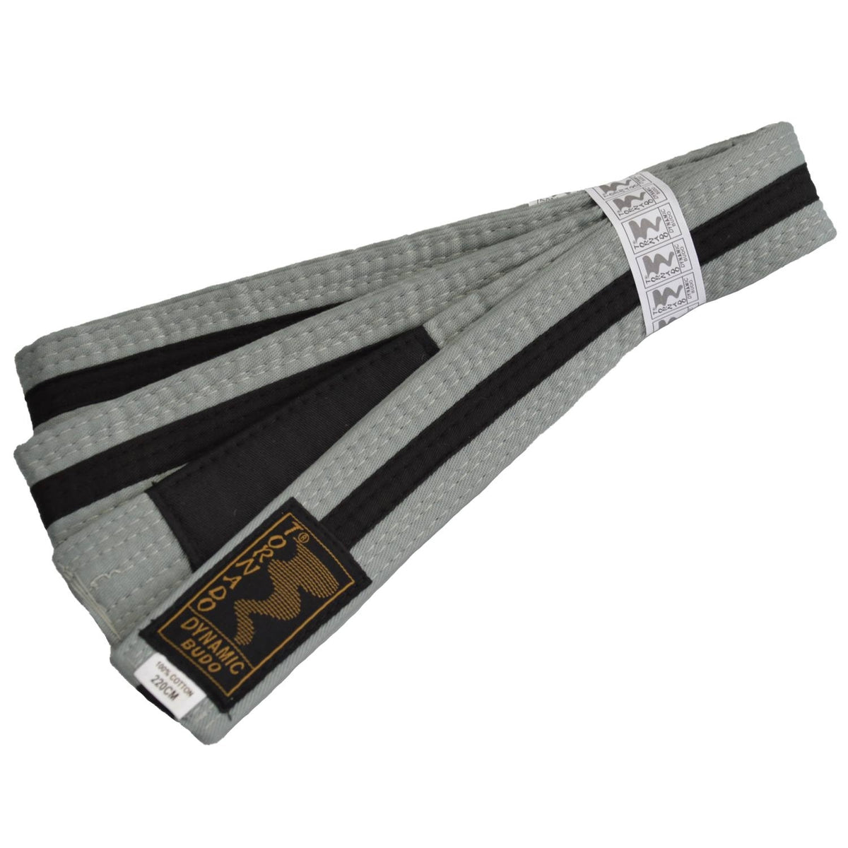 Kinder BJJ Gürtel grau-schwarz m. Bar 220 cm