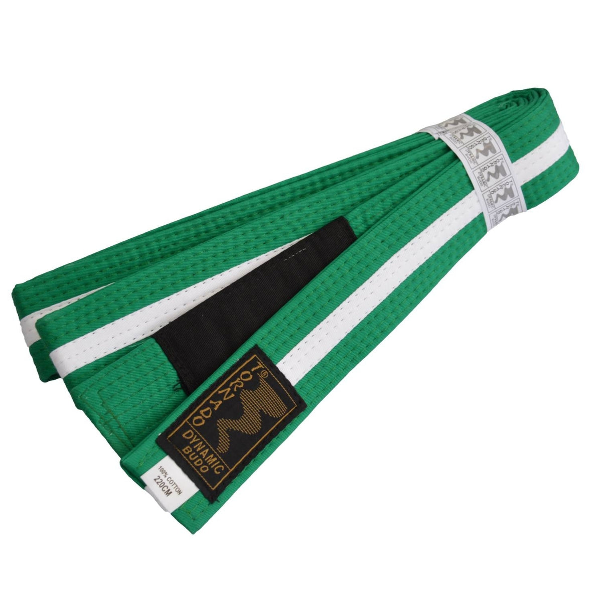 Kinder BJJ Gürtel grün-weiß m. Bar 240 cm