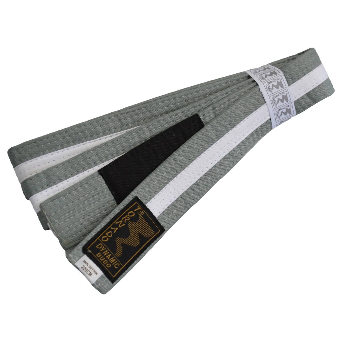 Kinder BJJ Gürtel grau-weiß m. Bar 240 cm