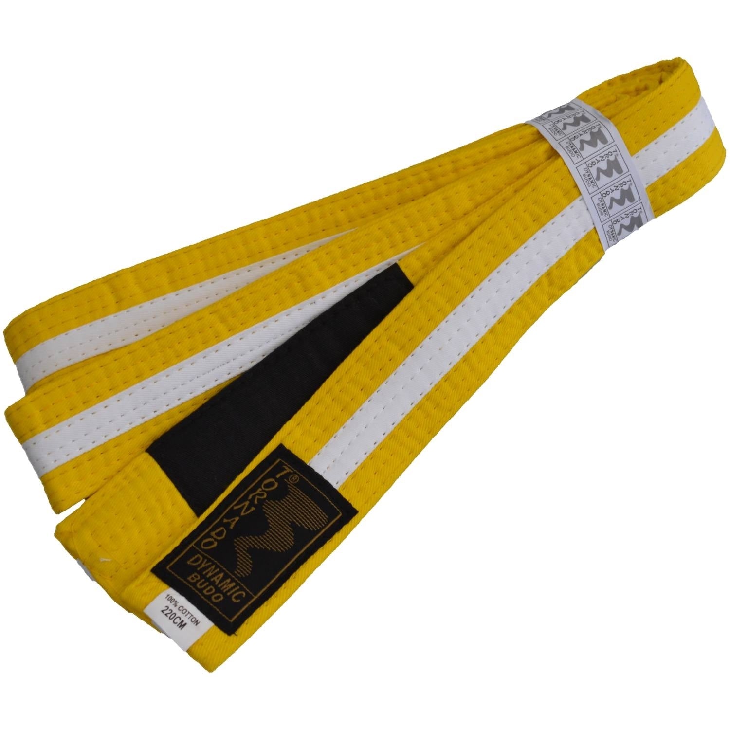 Kinder BJJ Gürtel gelb-weiß m. Bar 240 cm