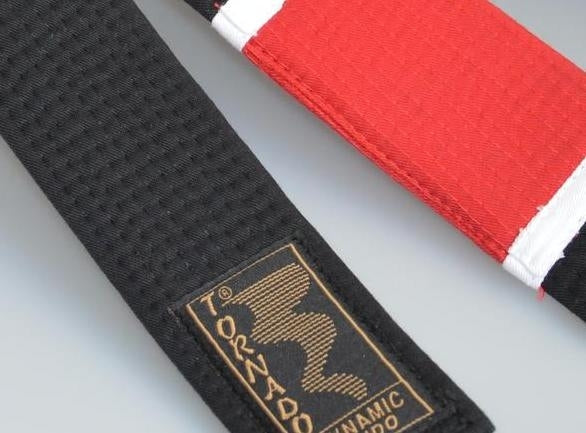 BJJ Gürtel schwarz, roter Balken, 300 cm