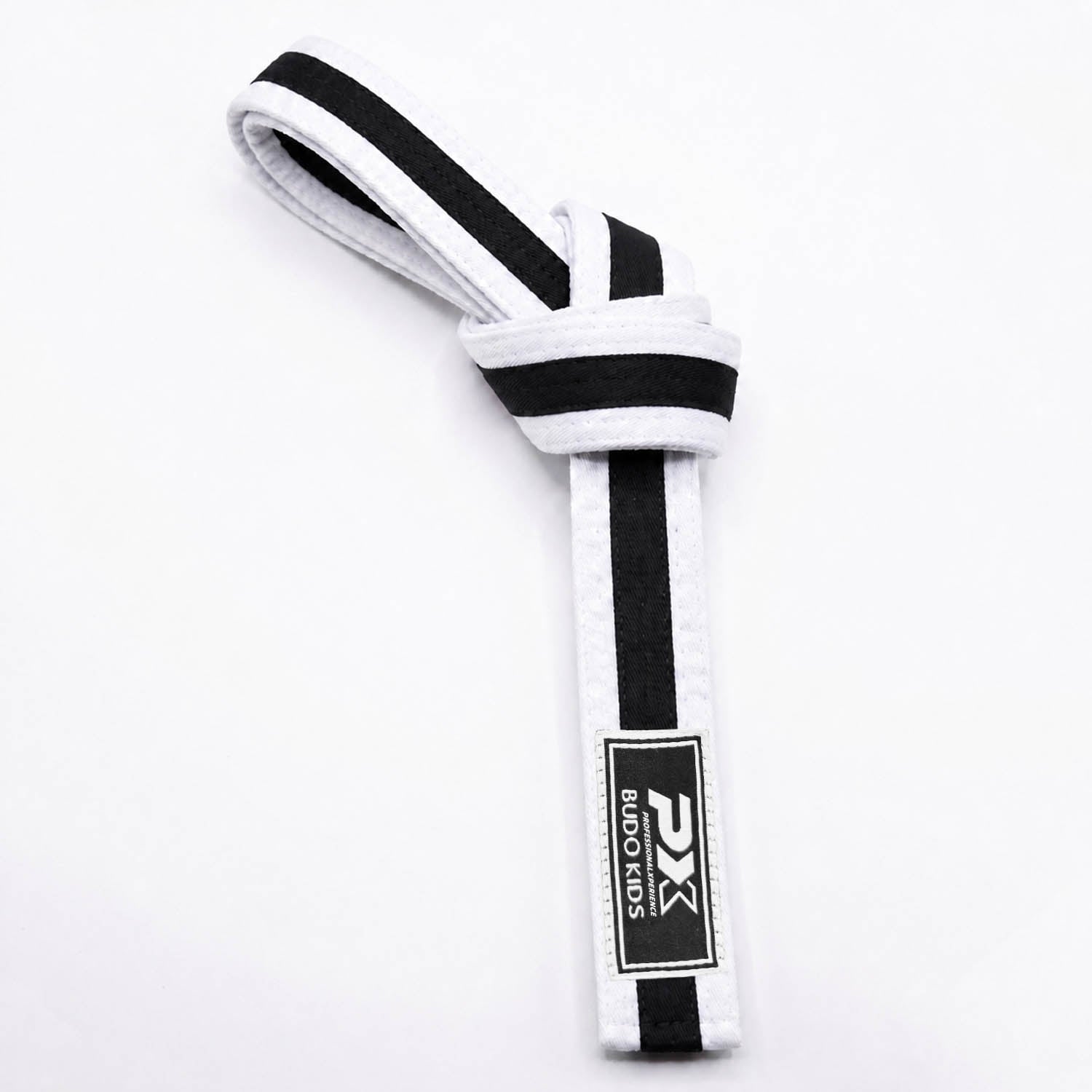 PX Budo Kids Softbelt, weiß-schwarz 220cm