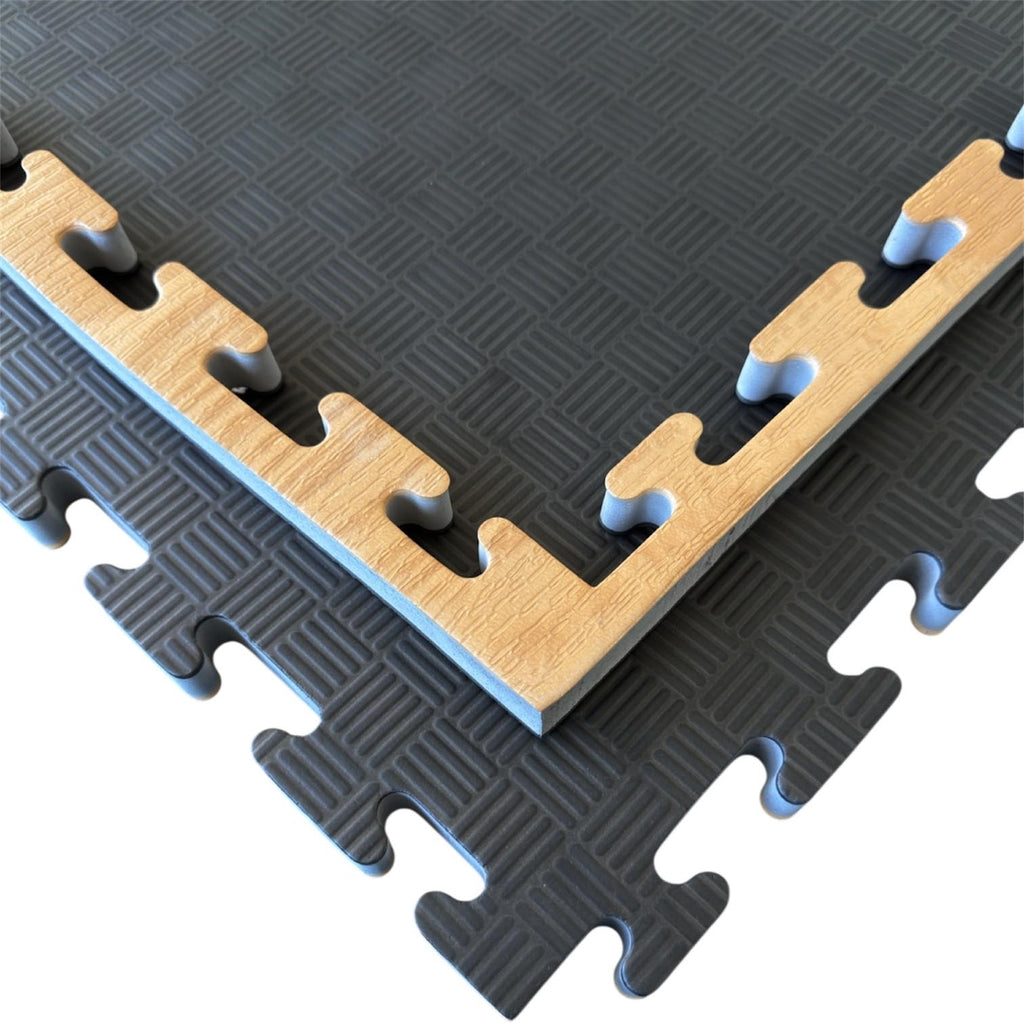 Kampfsportmatten Holzoptik/ schwarz 100 x 100 x 2,5cm